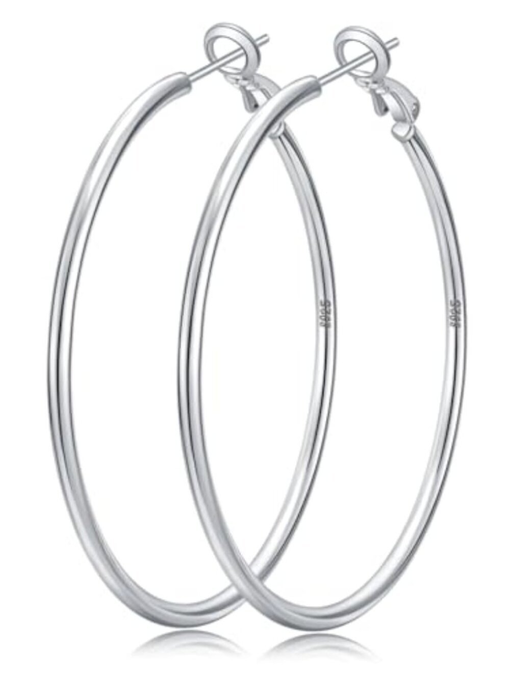 BRAND NEW 2mm Wide 925 Sterling Silver Hoop Earrings for Women